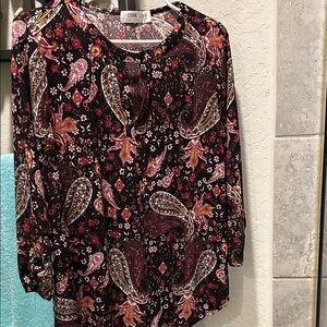 Cider Black and Red Paisley Blouse nwot